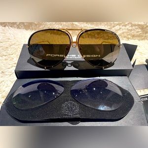 PORSCHE DESIGN Unisex Aviator Sunglasses P'8478 with Interchangeable Lenses,
